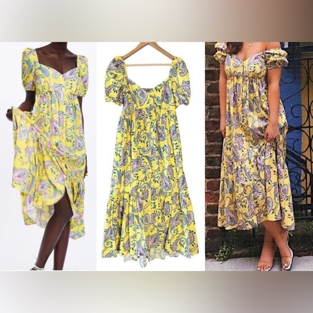 Zara Yellow Paisley Print Women's Dress